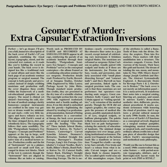 Earth x Black Noi$e 'Geometry of Murder: The Extra Capsular Extraction Inversions' 2xLP