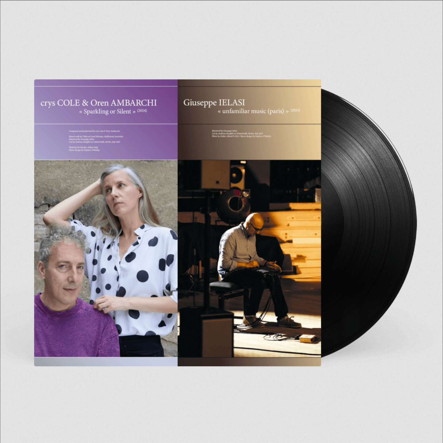 Crys Cole and Oren Ambarchi / Giuseppe Lelasi 'Sparkling or Silent / unfamiliar music (paris)' LP